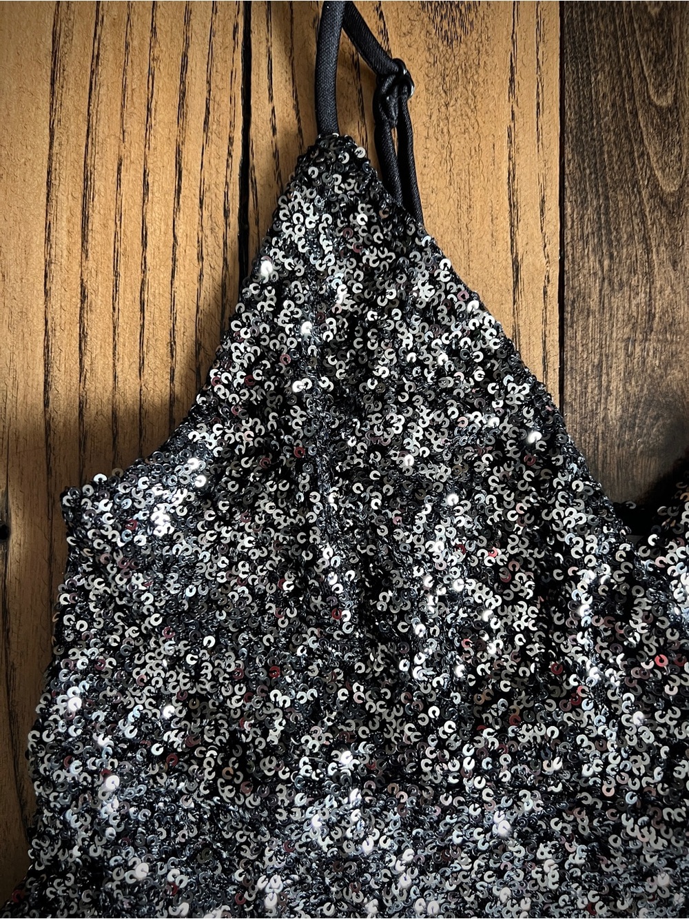 MONTEAU Los Angeles • sequined silver babydoll crop cami top festival party glam - Picture 7 of 14